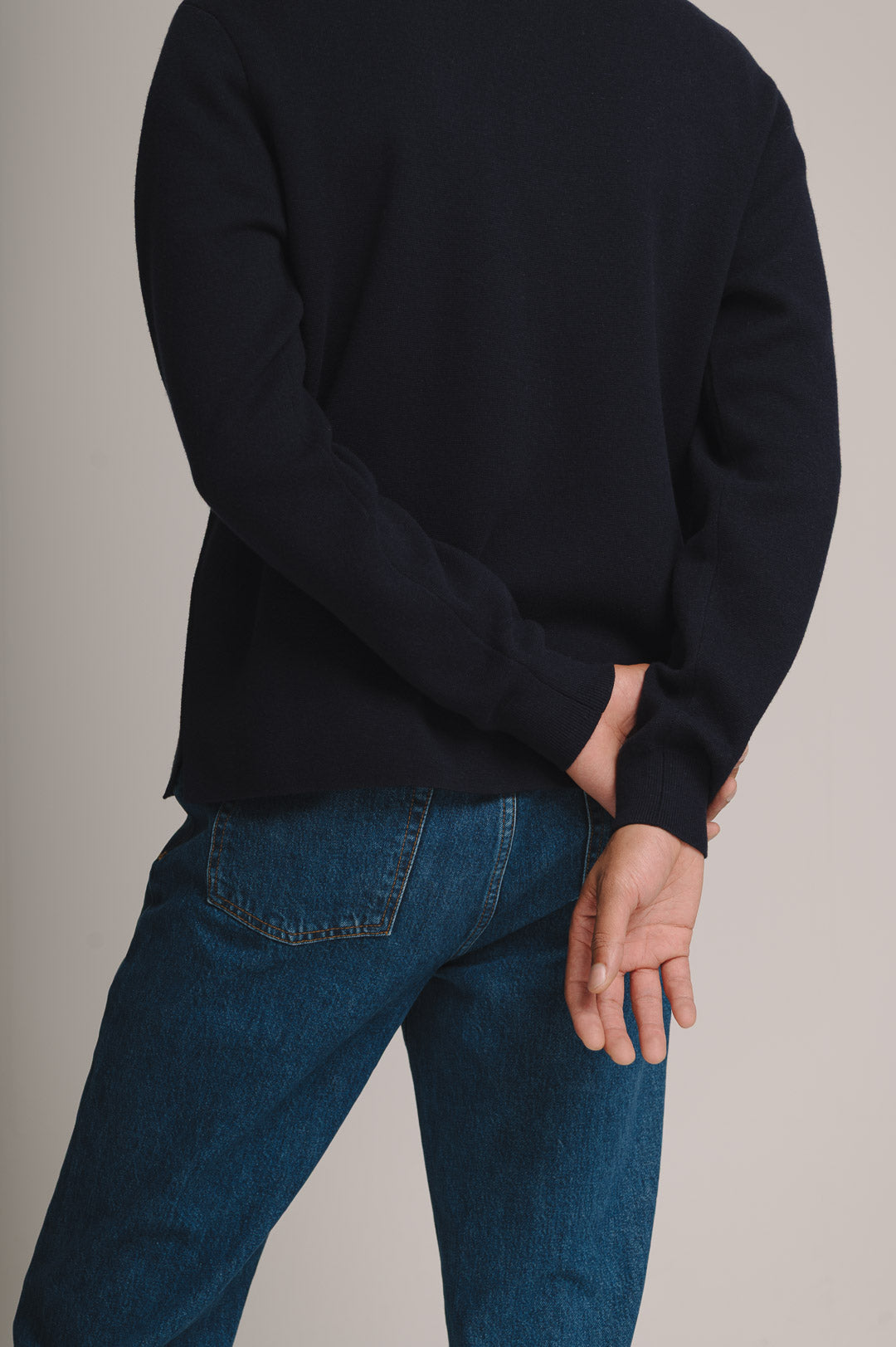 Navy Merino Knit Polo Shirt