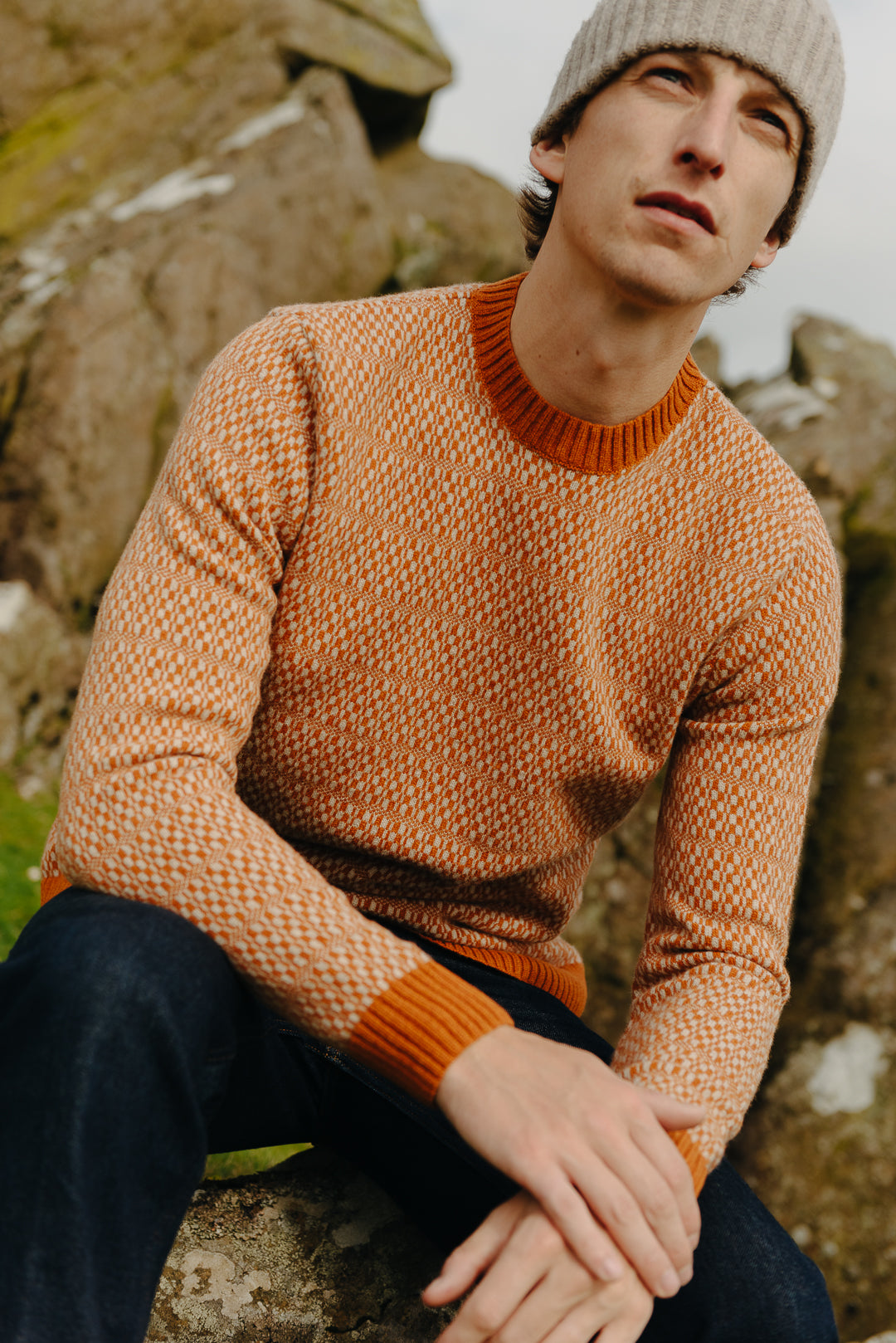 Orange Tile Fair-Isle Jumper, Crew Neck Jumper - SIRPLUS