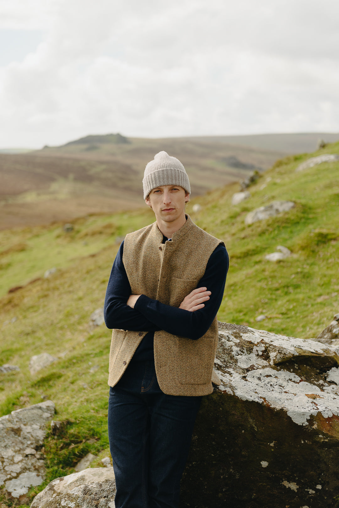 Barley Harris Tweed Nehru Waistcoat