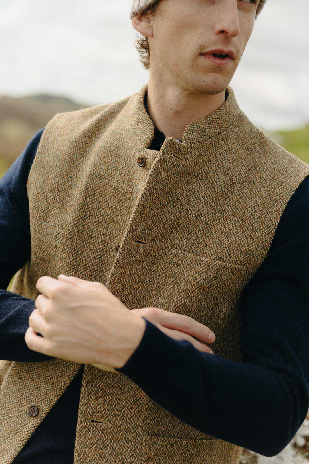 Barley Harris Tweed Nehru Waistcoat