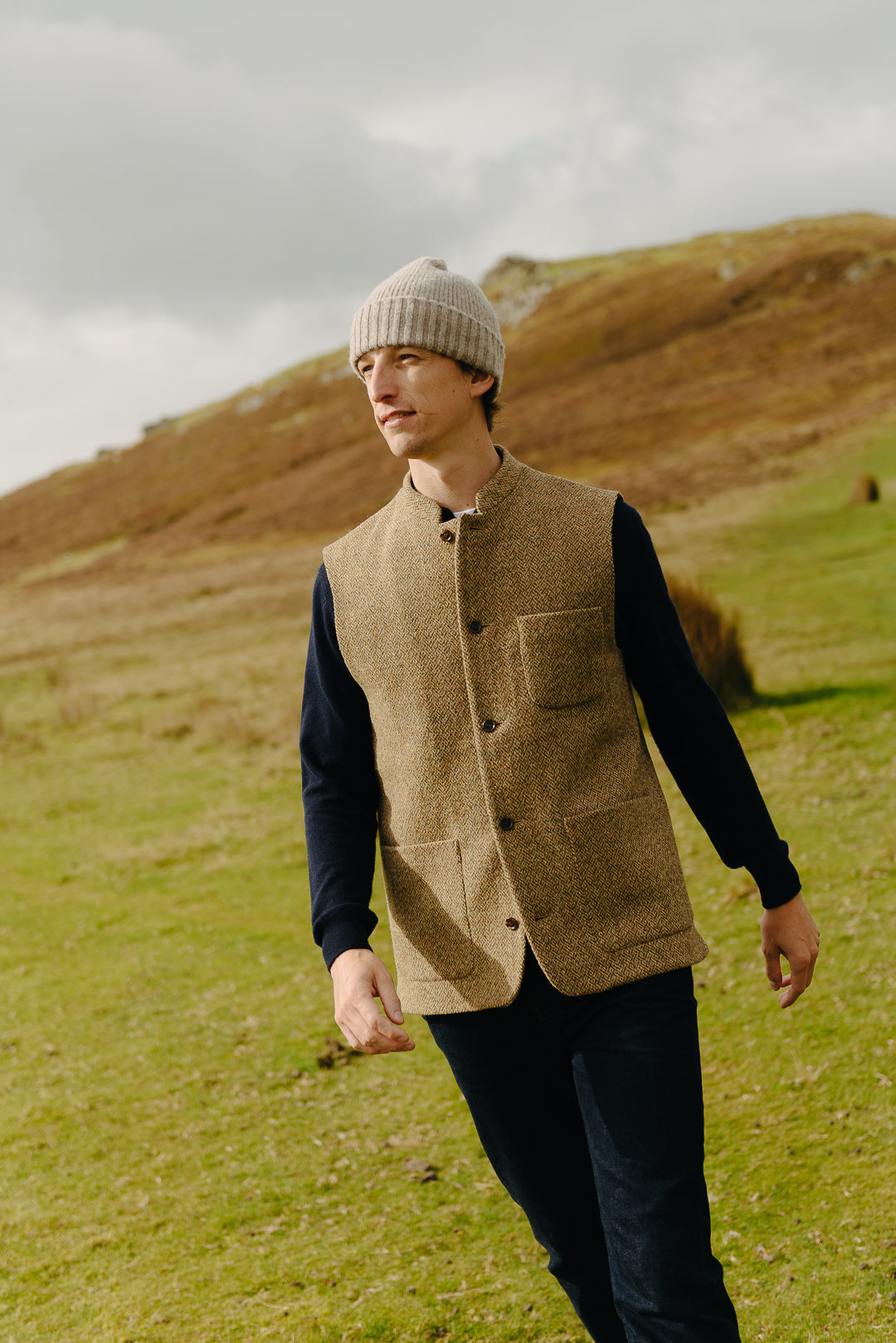 Barley Harris Tweed Nehru Waistcoat