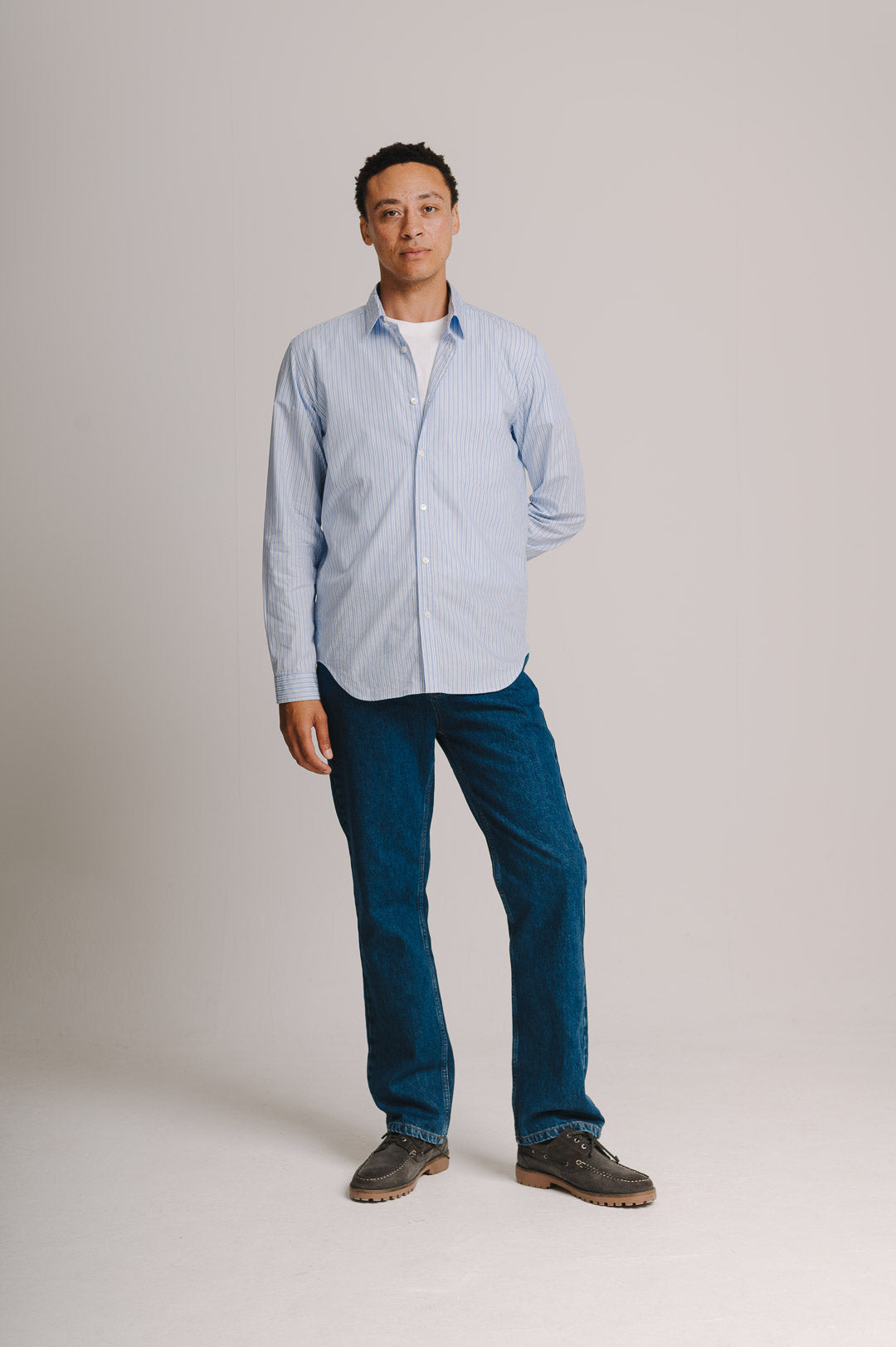 Pale Blue Stripe Poplin Shirt