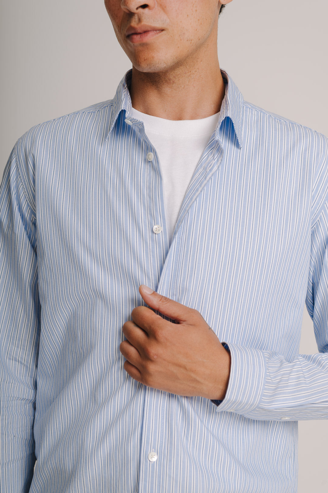 Pale Blue Stripe Poplin Shirt