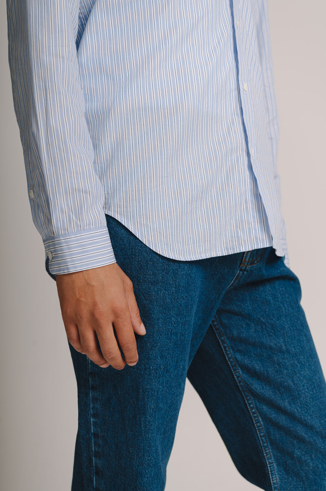 Pale Blue Stripe Poplin Shirt