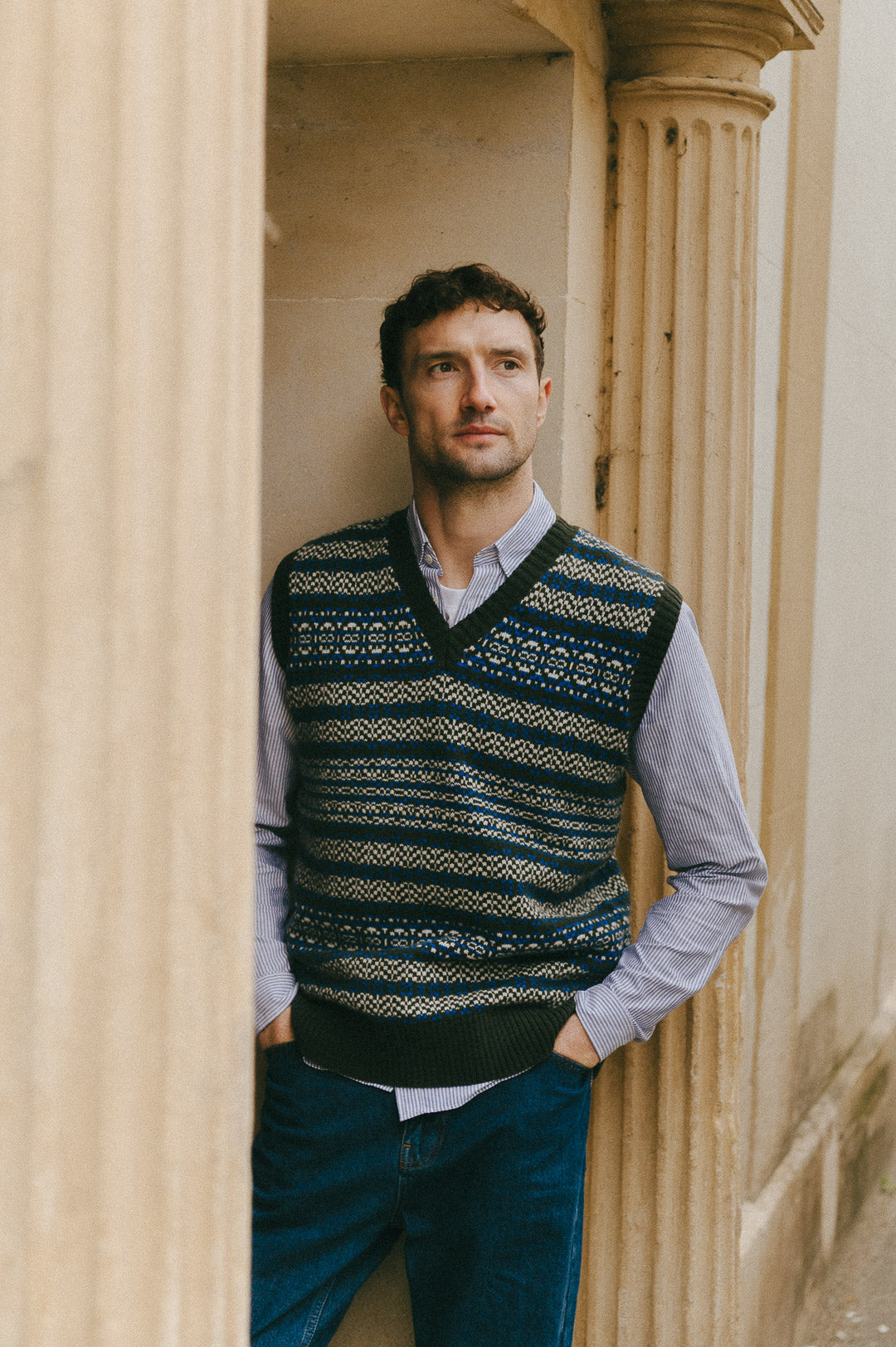 Seaweed Blue Tides Fair-Isle Vest