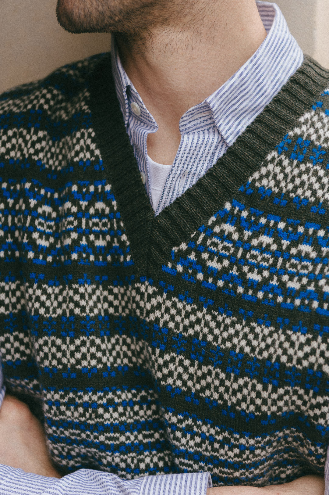 Seaweed Blue Tides Fair-Isle Vest | SIRPLUS