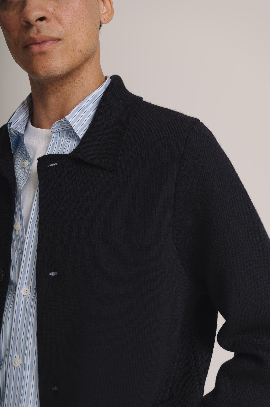 Navy Merino Knit Jacket