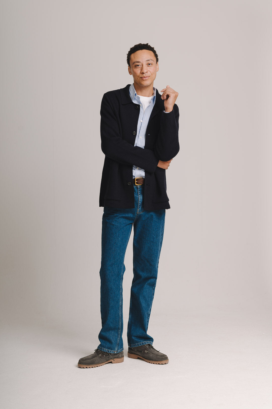 Navy Merino Knit Jacket