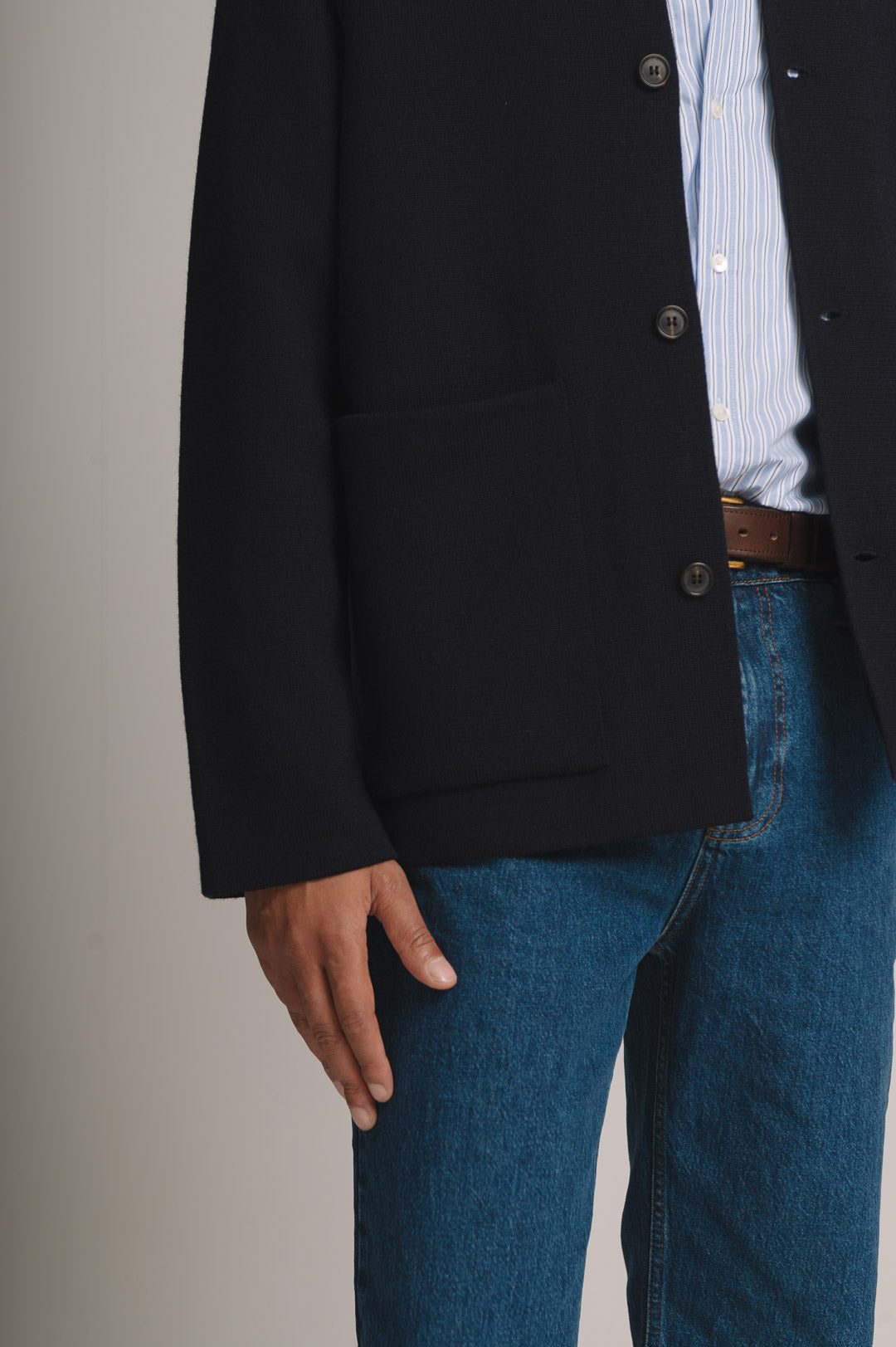 Navy Merino Knit Jacket