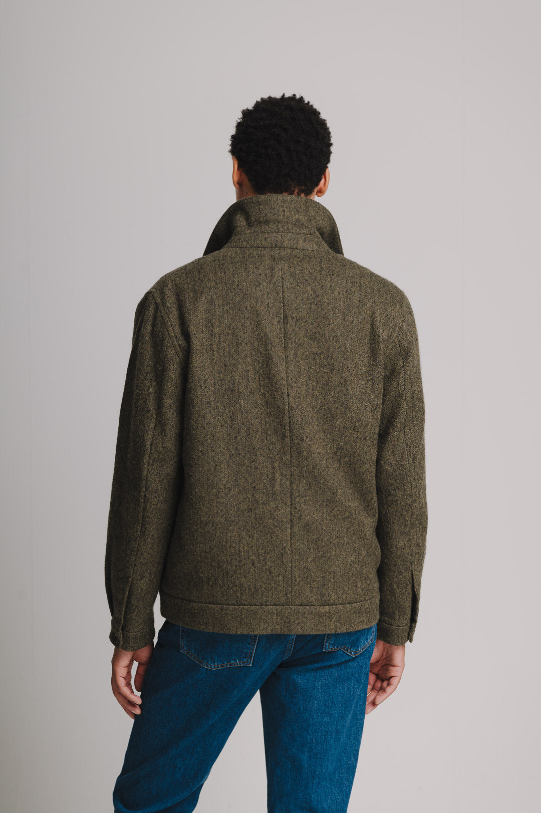 Green Brushed Wool Zip Jacket