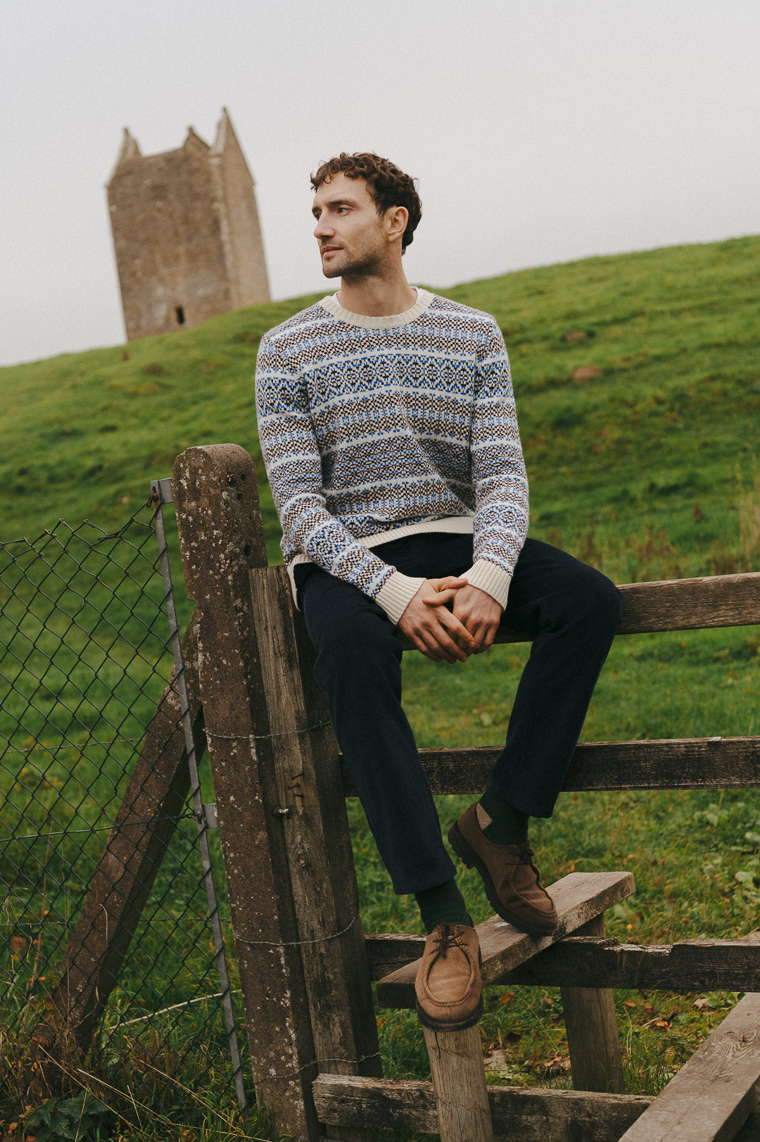 Ecru Tides Fair-Isle Crew Neck Jumper