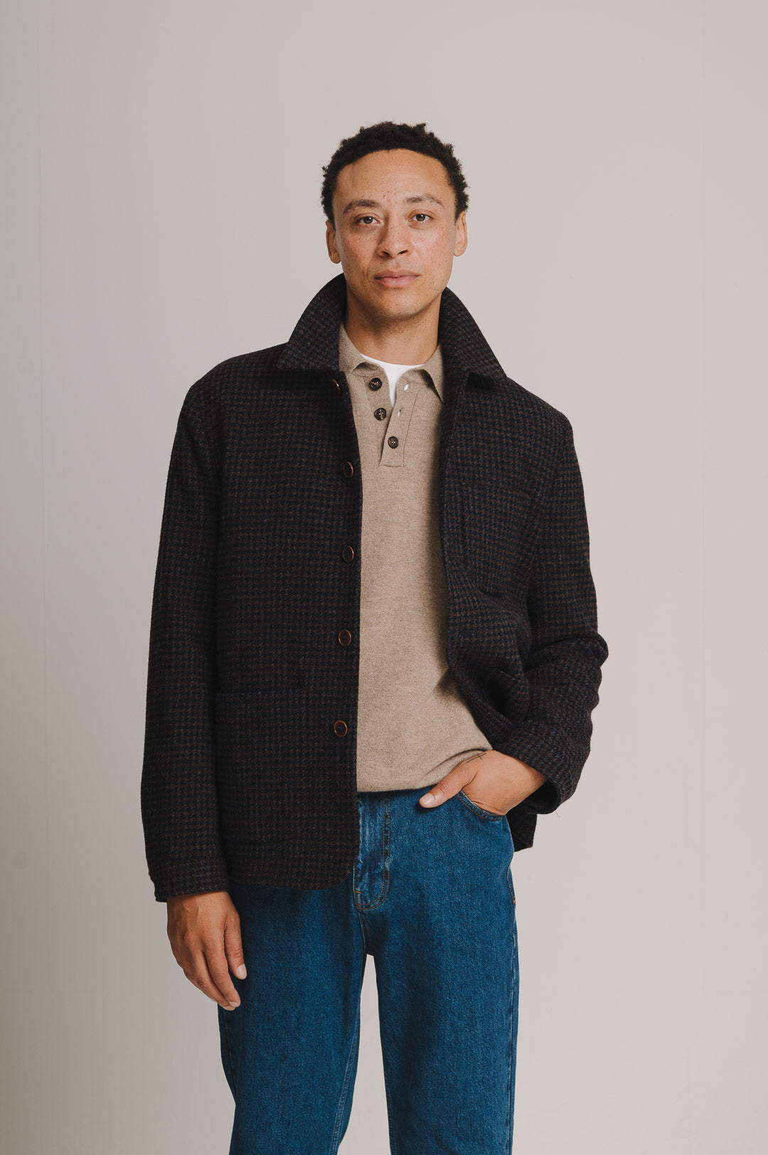 Navy Rust Check Wool Chore Jacket