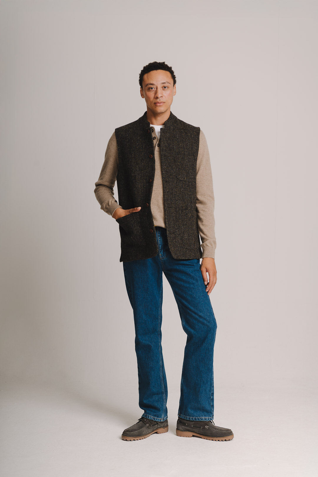 Bark Harris Tweed Nehru Waistcoat