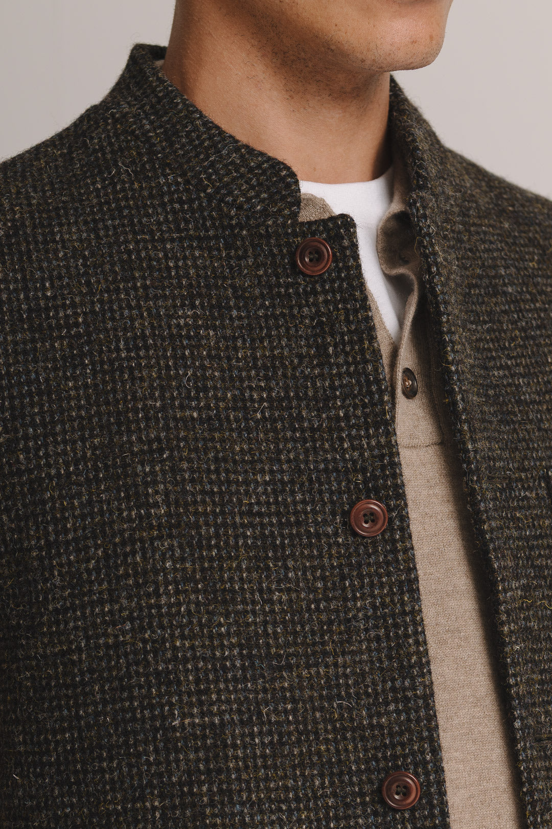 Bark Harris Tweed Nehru Waistcoat