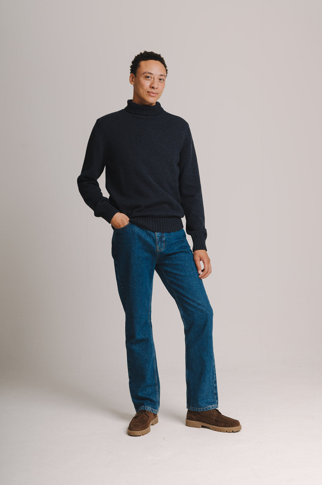 Navy Marl Rollneck Jumper