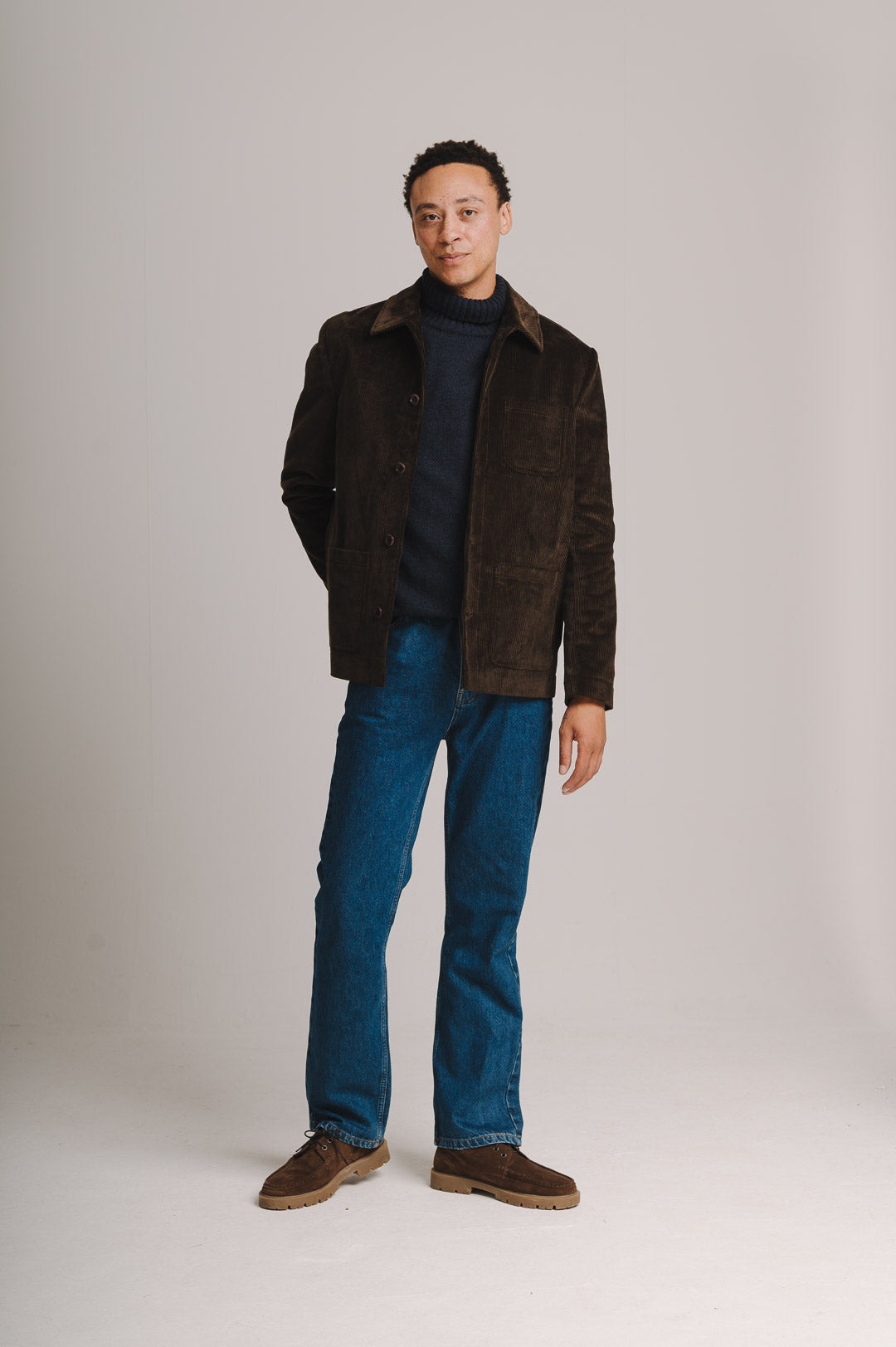 Coffee Cotton-Corduroy Chore Jacket