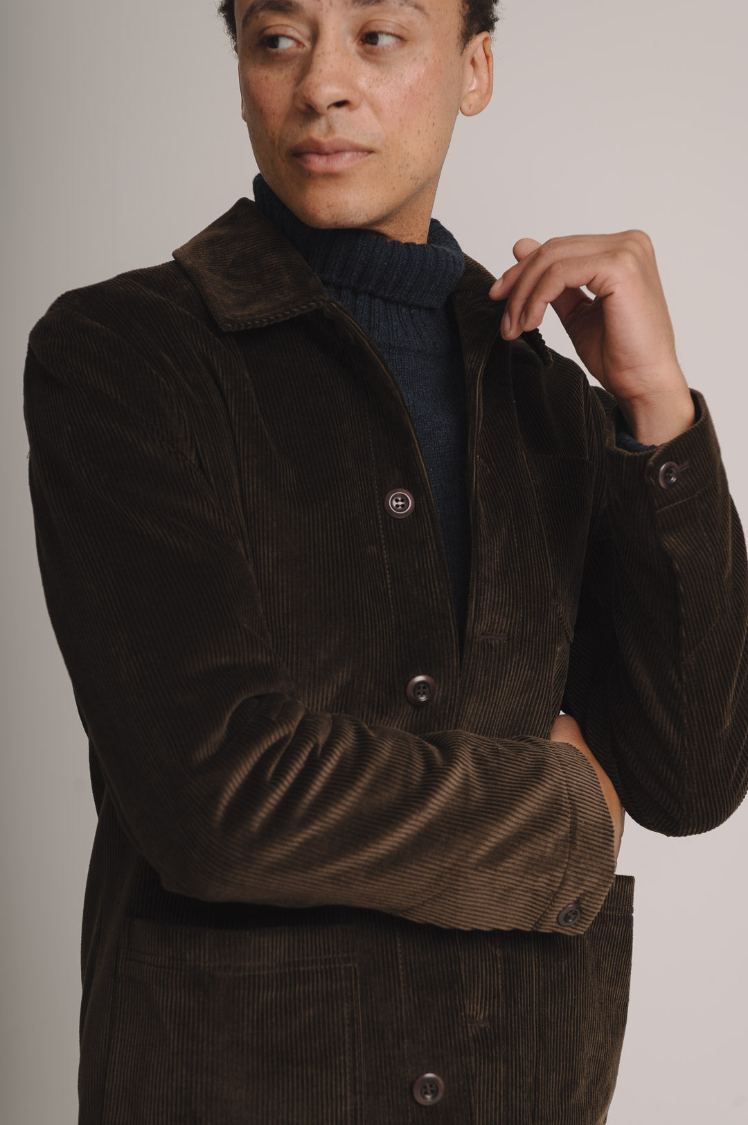 Coffee Cotton-Corduroy Chore Jacket