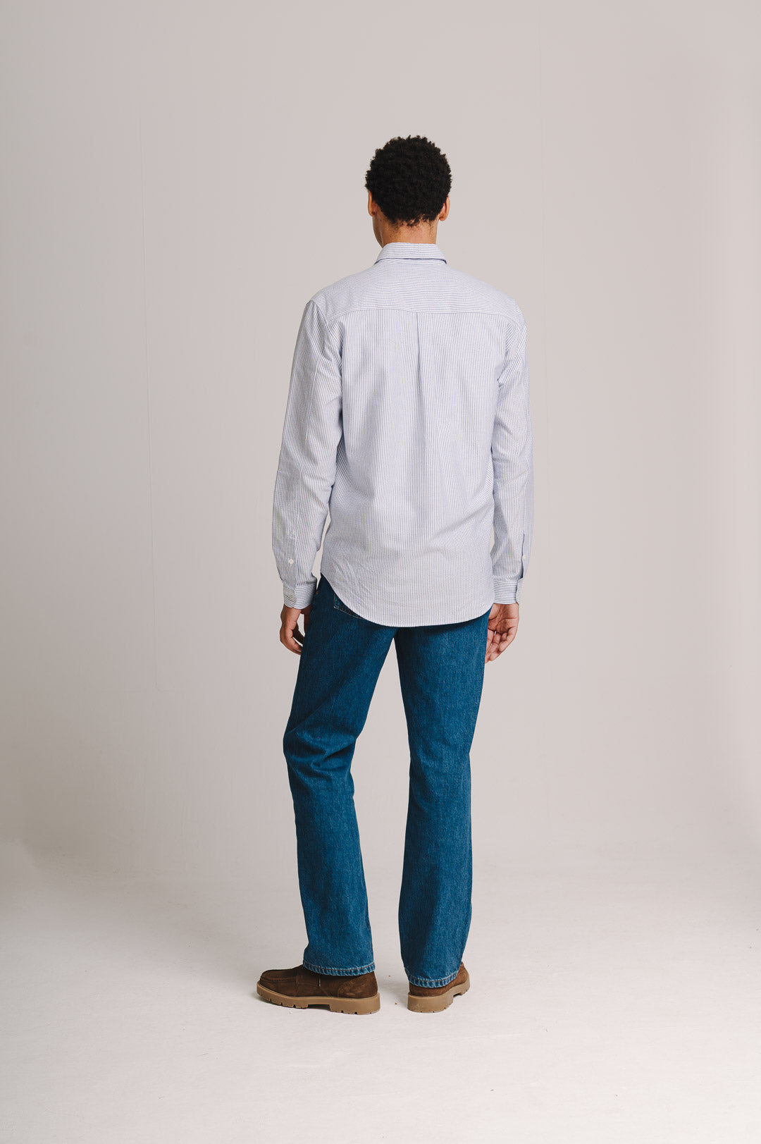 Navy & White Stripe Button-down Shirt