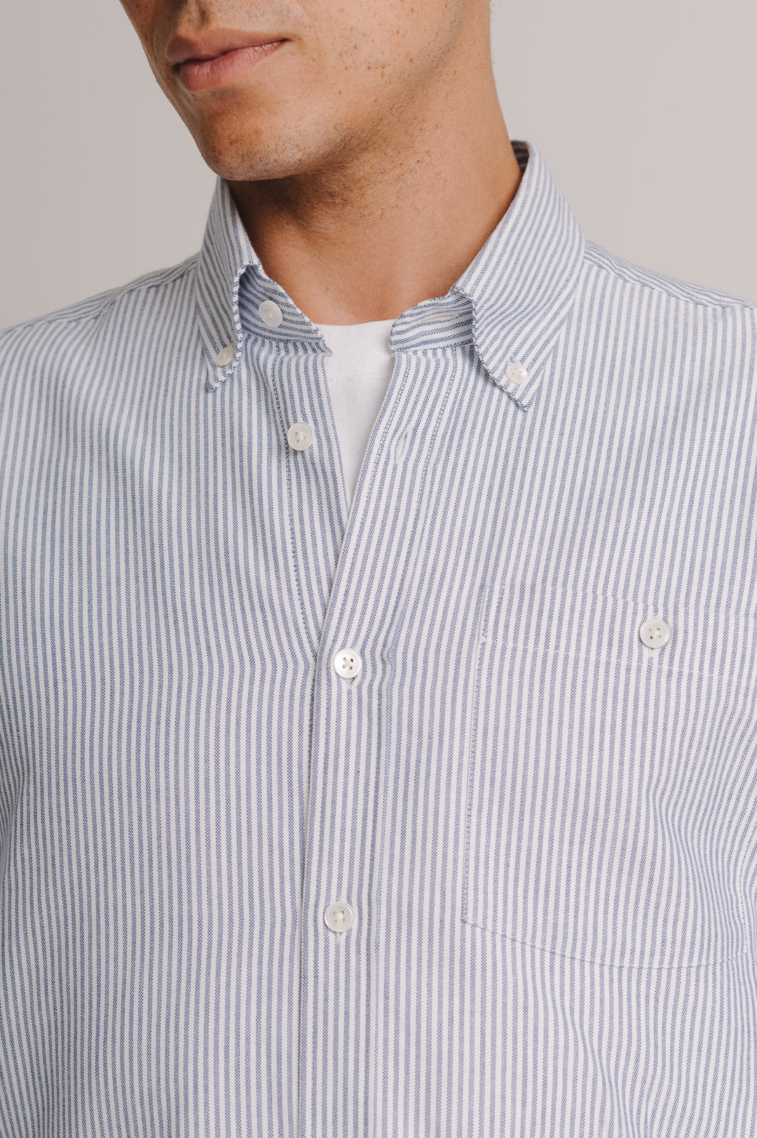 Navy & White Stripe Button-down Shirt