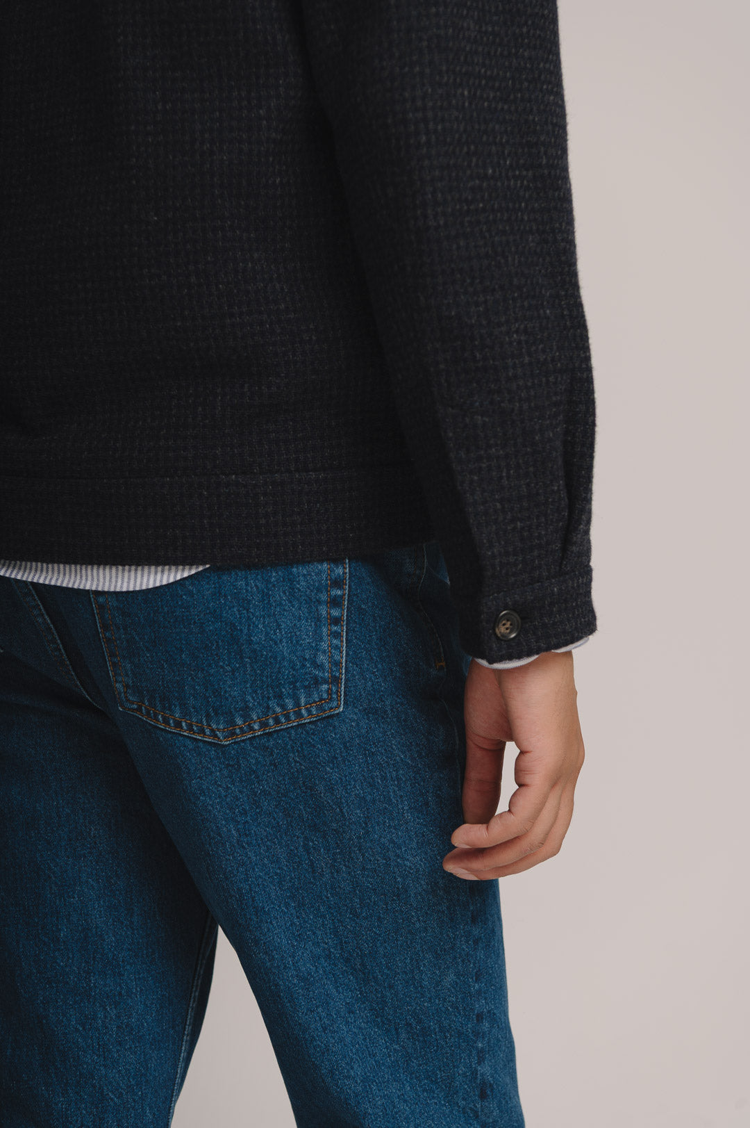 Navy Weave Zip Jacket