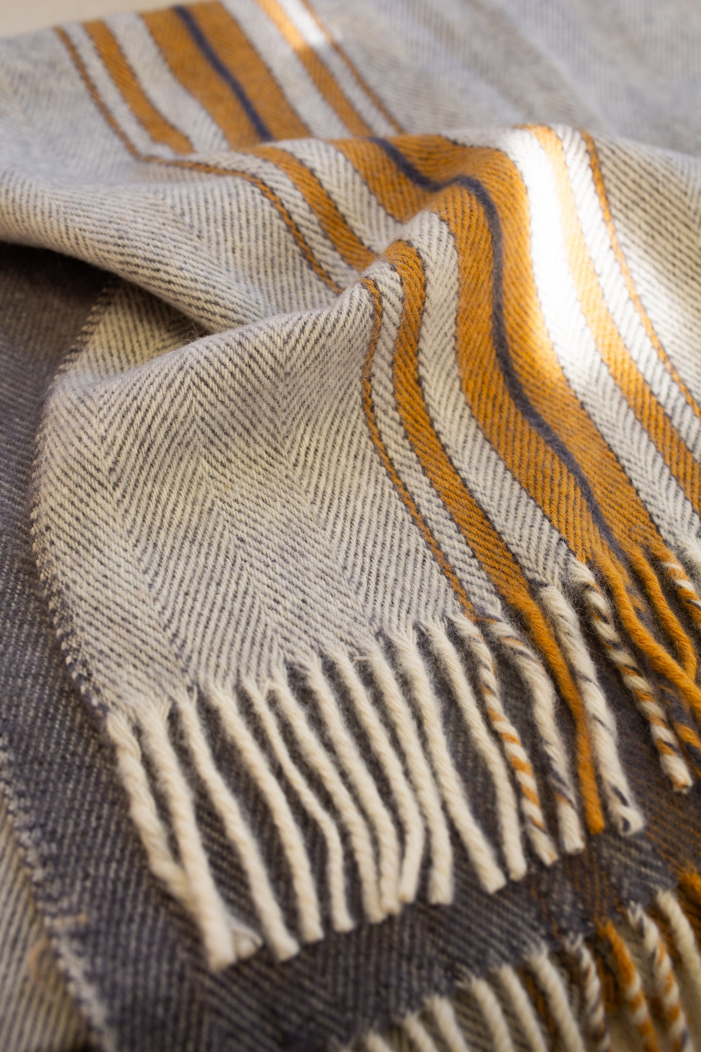 Grey Wool Mohair Stripe Blanket - Limited Edition