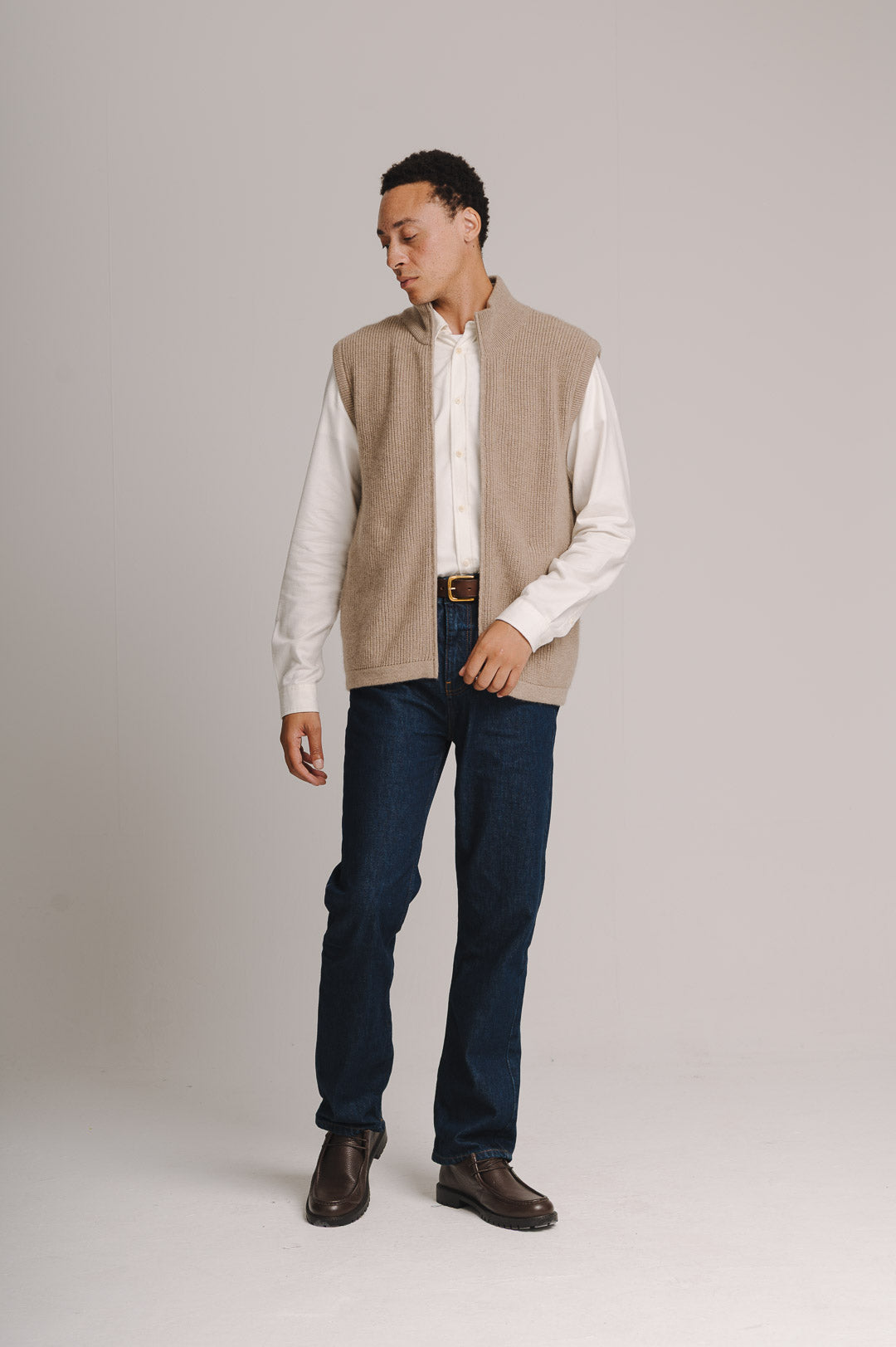 Oatmeal Cashmere Knit Gilet