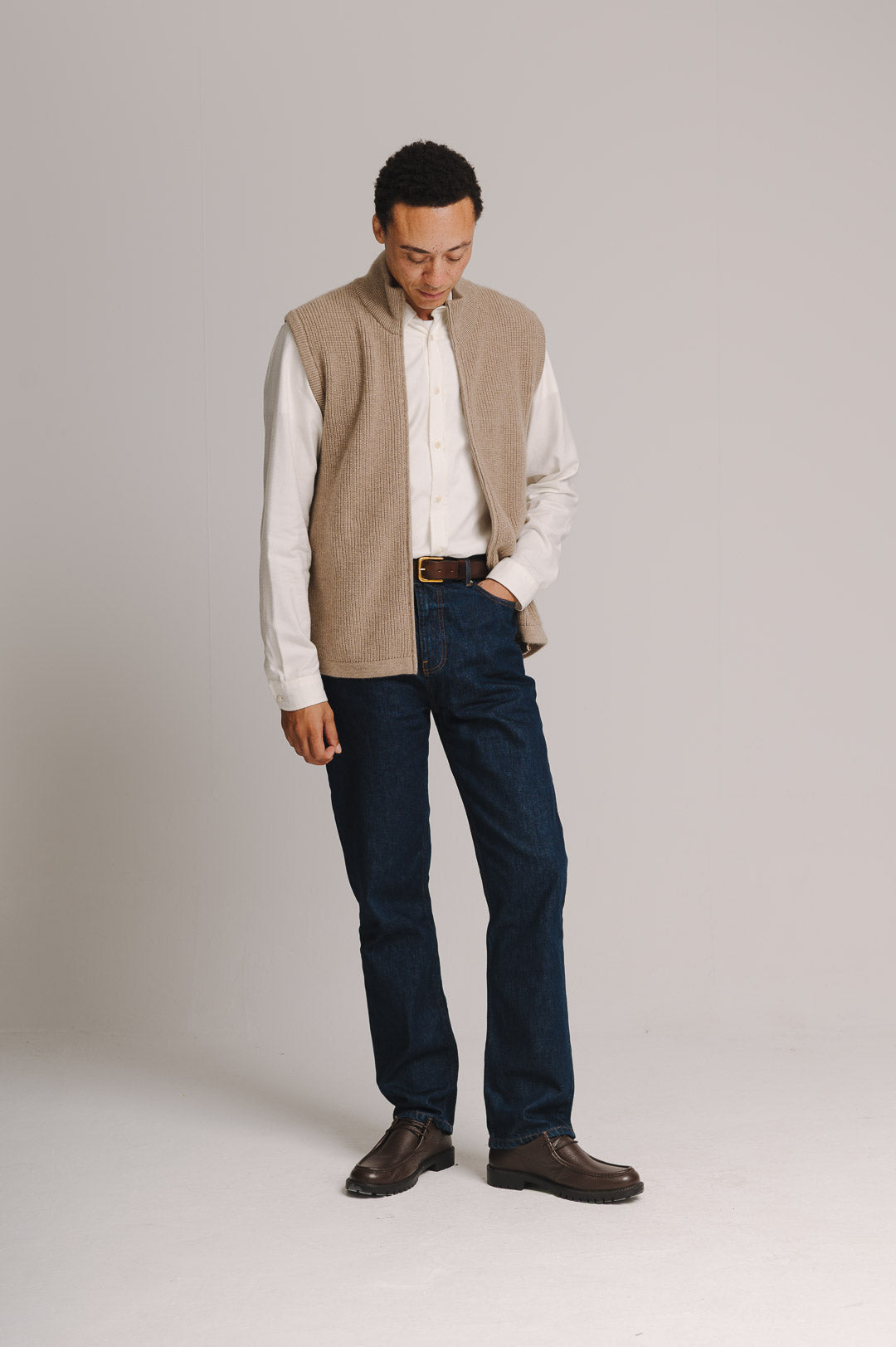 Oatmeal Cashmere Knit Gilet