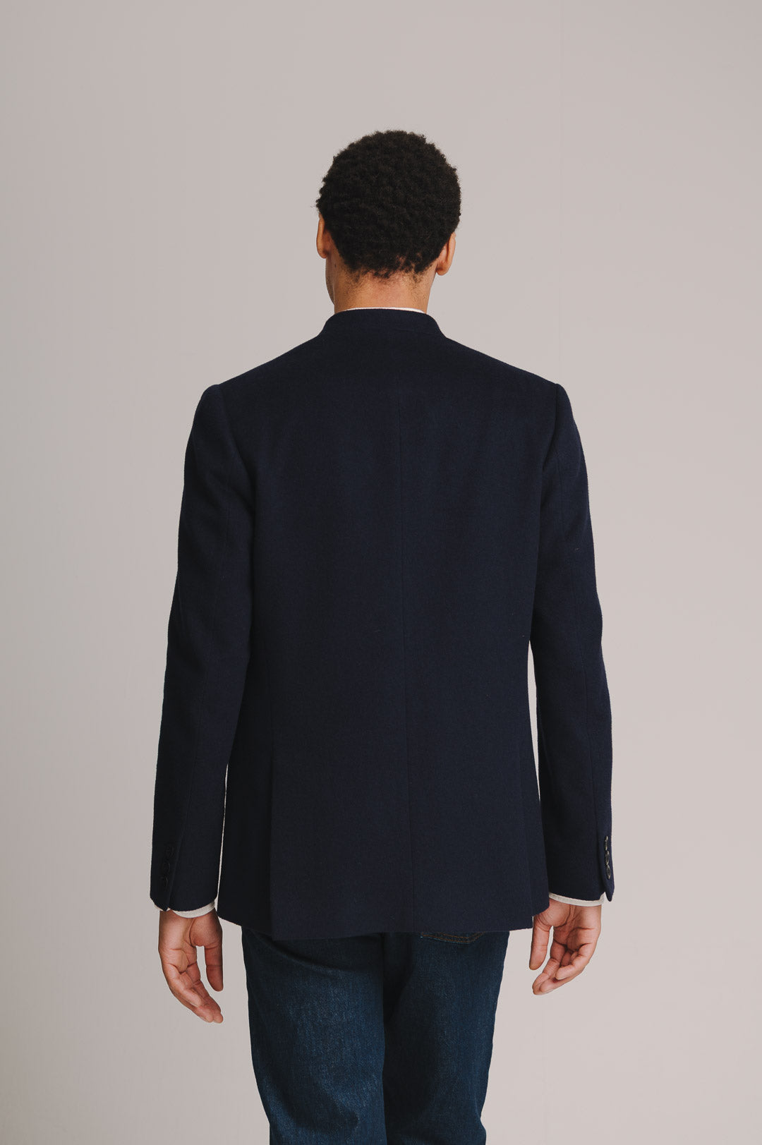 Navy Cashmere Nehru Jacket