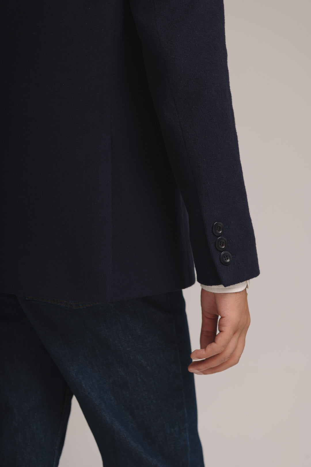 Navy Cashmere Nehru Jacket