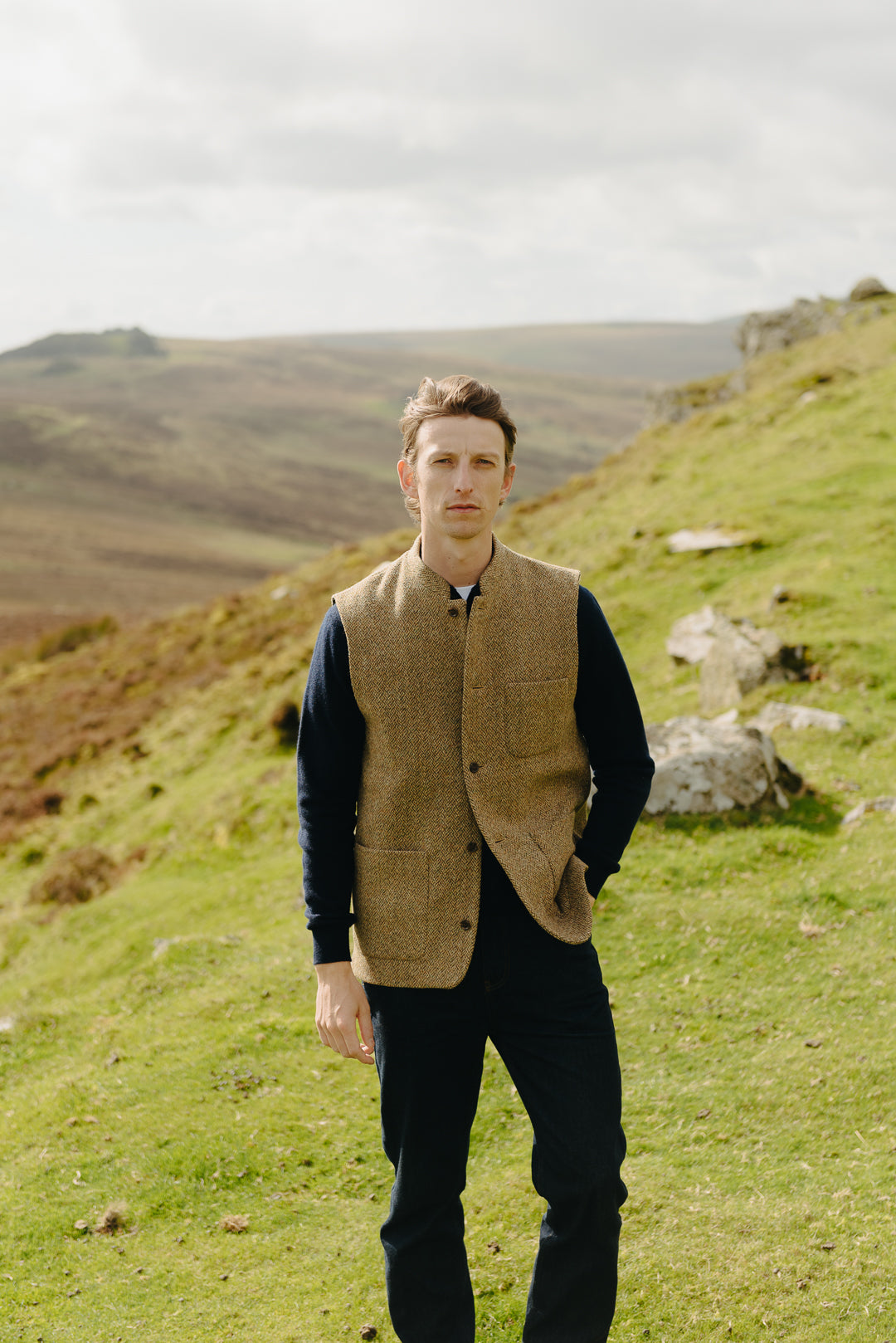 Barley Harris Tweed Nehru Waistcoat