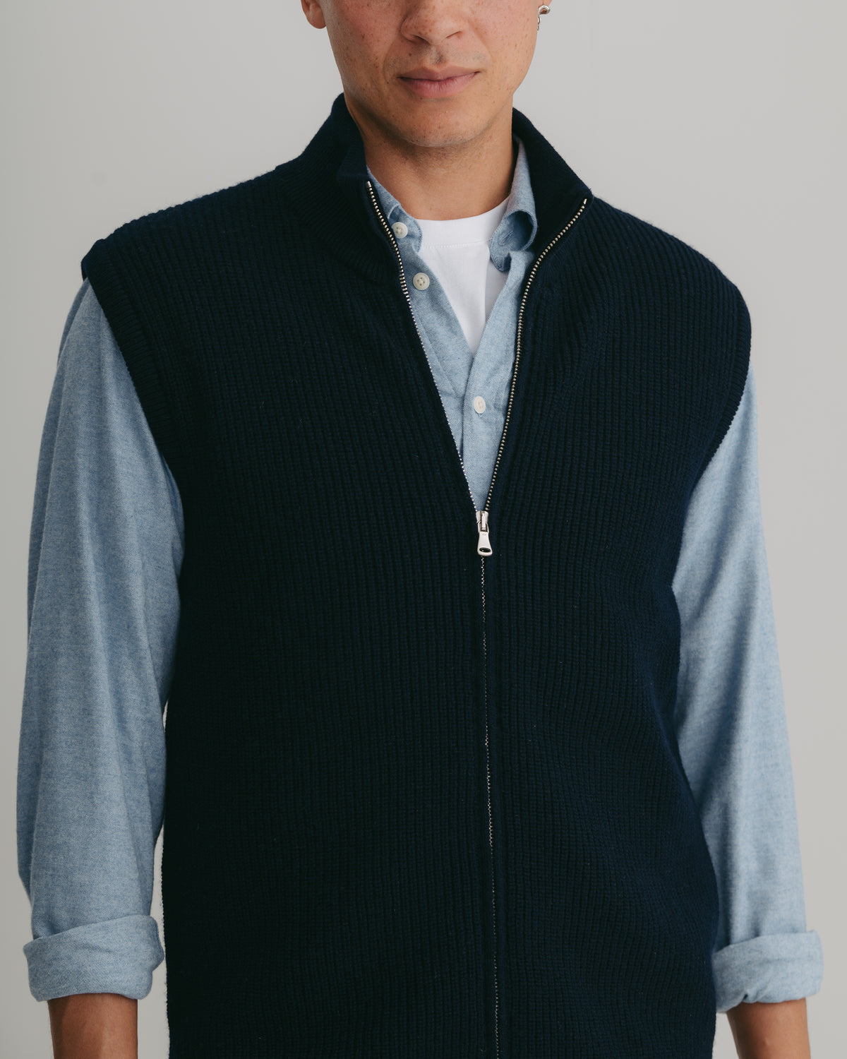 Navy Cashmere Knit Gilet