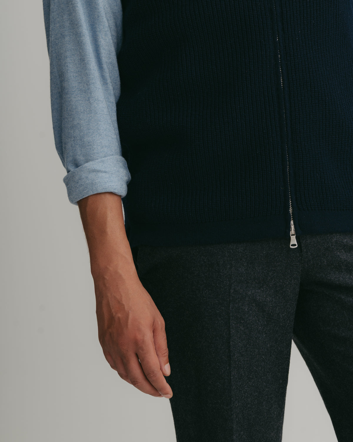 Navy Cashmere Knit Gilet