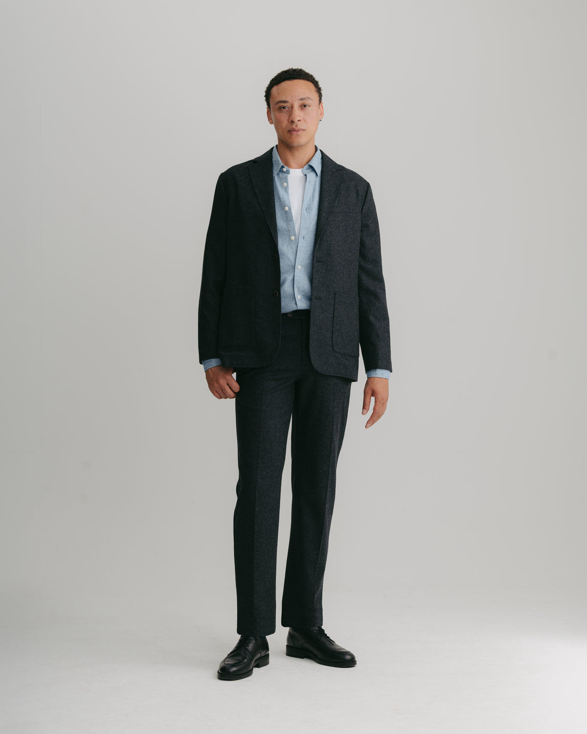 Anthracite Wool-Cashmere Flannel Blazer, Blazer - SIRPLUS