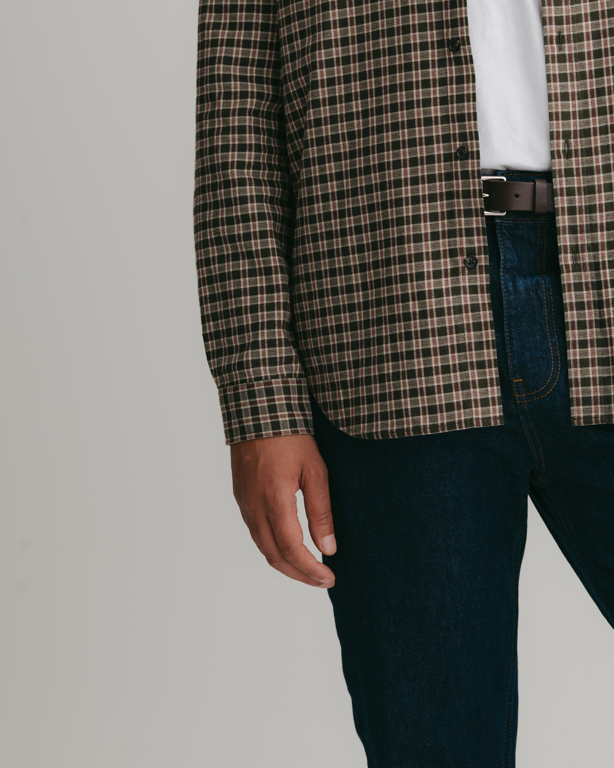 Moss and Maroon Check Flannel Shirt, Collar Shirt - SIRPLUS