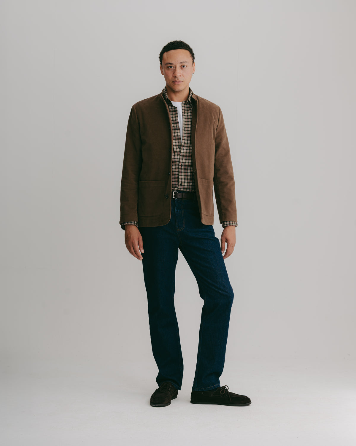 Hazelnut Moleskin Casual Nehru Jacket, Nehru Jacket - SIRPLUS