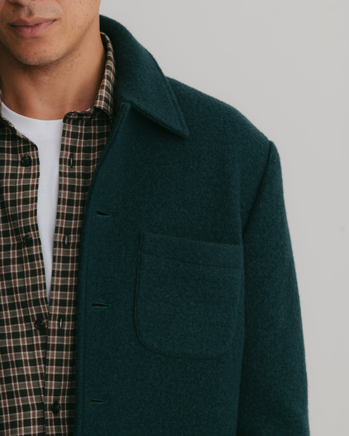 Surplus Pine Green Boucle Wool Chore Jacket, Chore Jacket - SIRPLUS