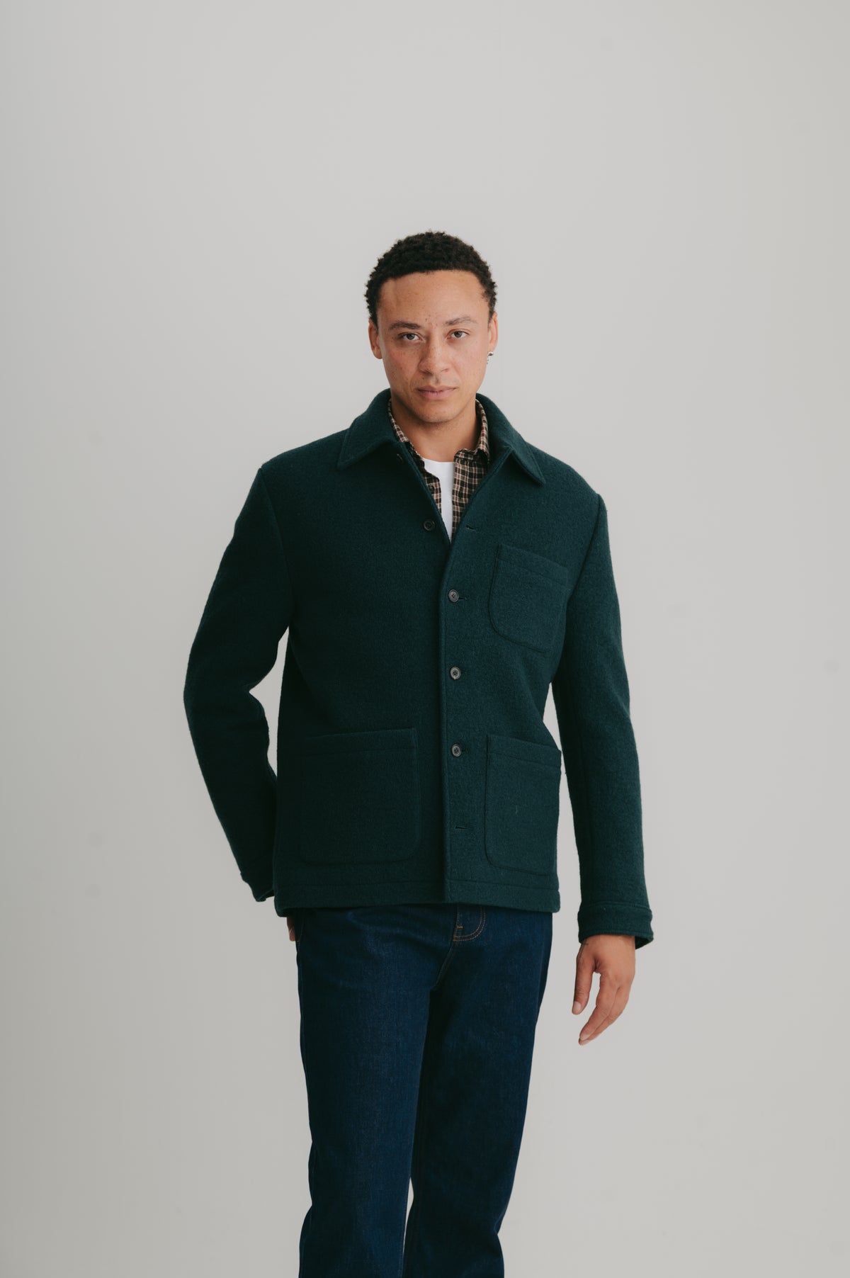 Surplus Pine Green Boucle Wool Chore Jacket, Chore Jacket - SIRPLUS