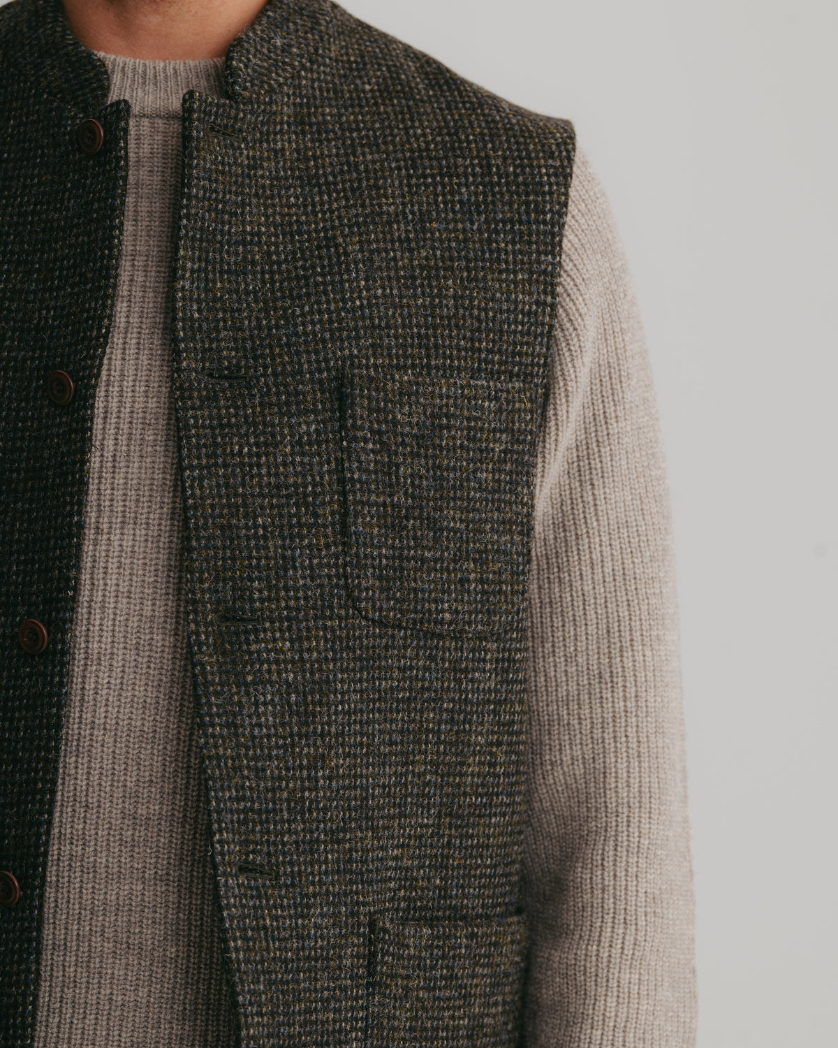 Bark Harris Tweed Nehru Waistcoat, Nehru Waistcoat - SIRPLUS