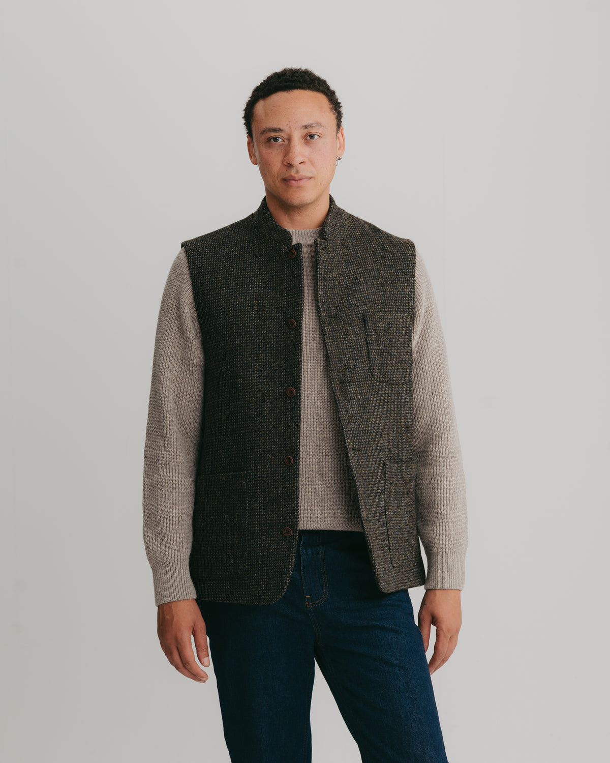 Bark Harris Tweed Nehru Waistcoat, Nehru Waistcoat - SIRPLUS