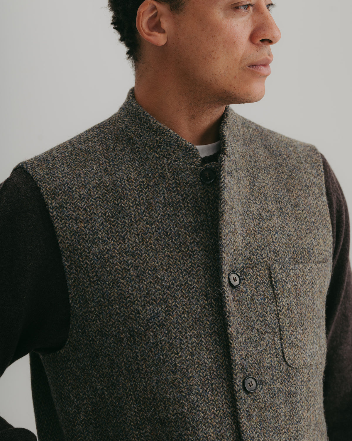 Heather Harris Tweed Nehru Waistcoat, Nehru Waistcoat - SIRPLUS