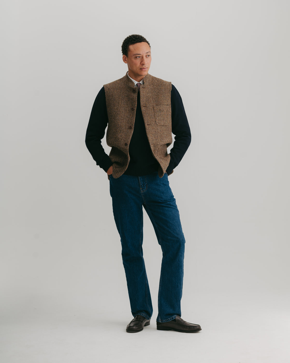 Brown Harris Tweed Nehru Waistcoat, Nehru Waistcoat - SIRPLUS
