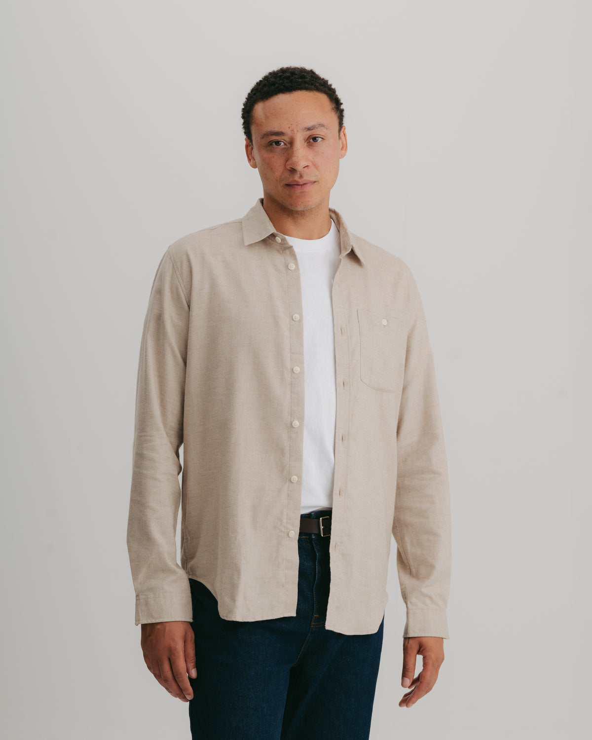 Sand Cotton Cashmere Shirt, Collar Shirt - SIRPLUS