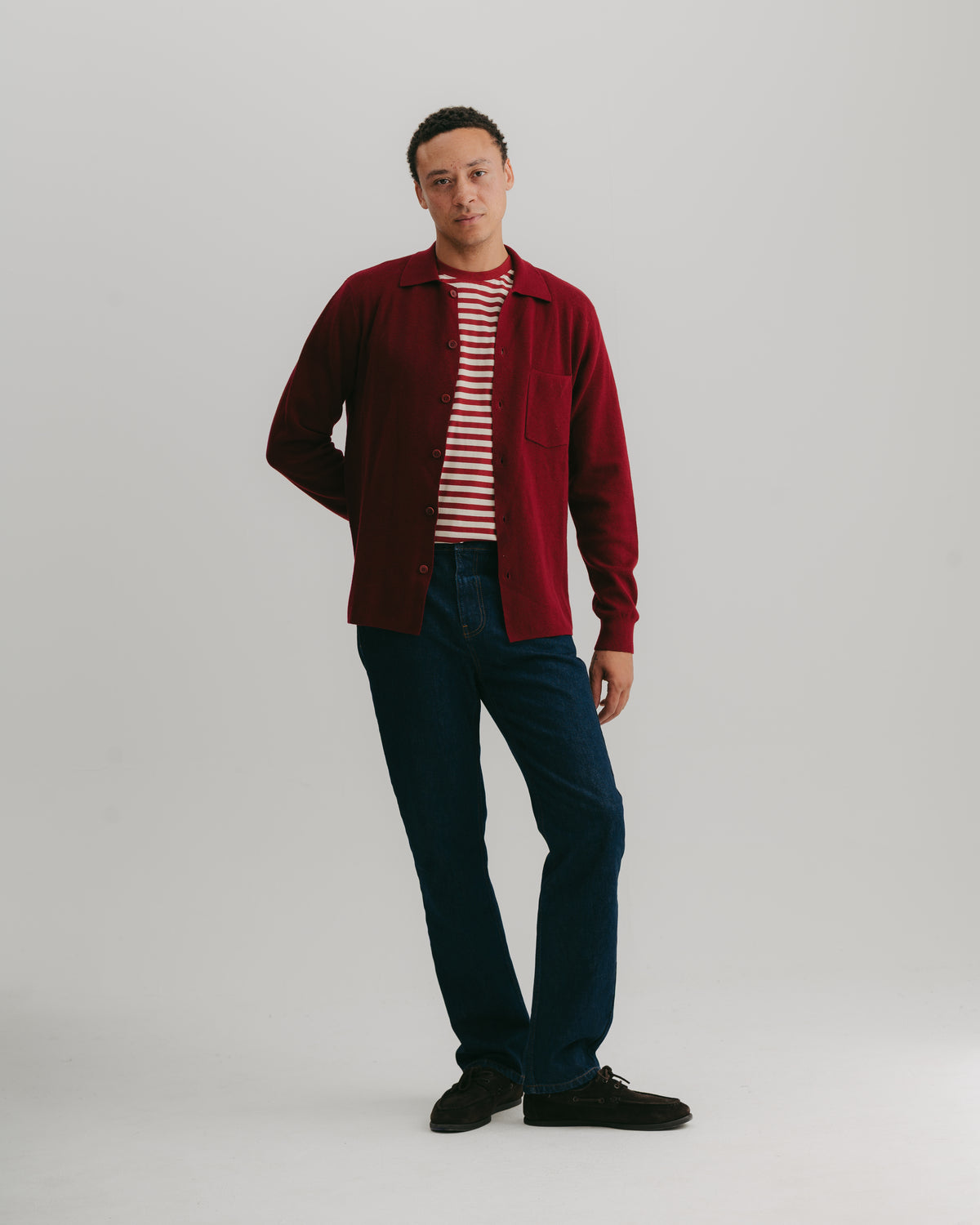 Merlot Merino Knit Polo Shirt, Long-Sleeve Polo Shirt - SIRPLUS