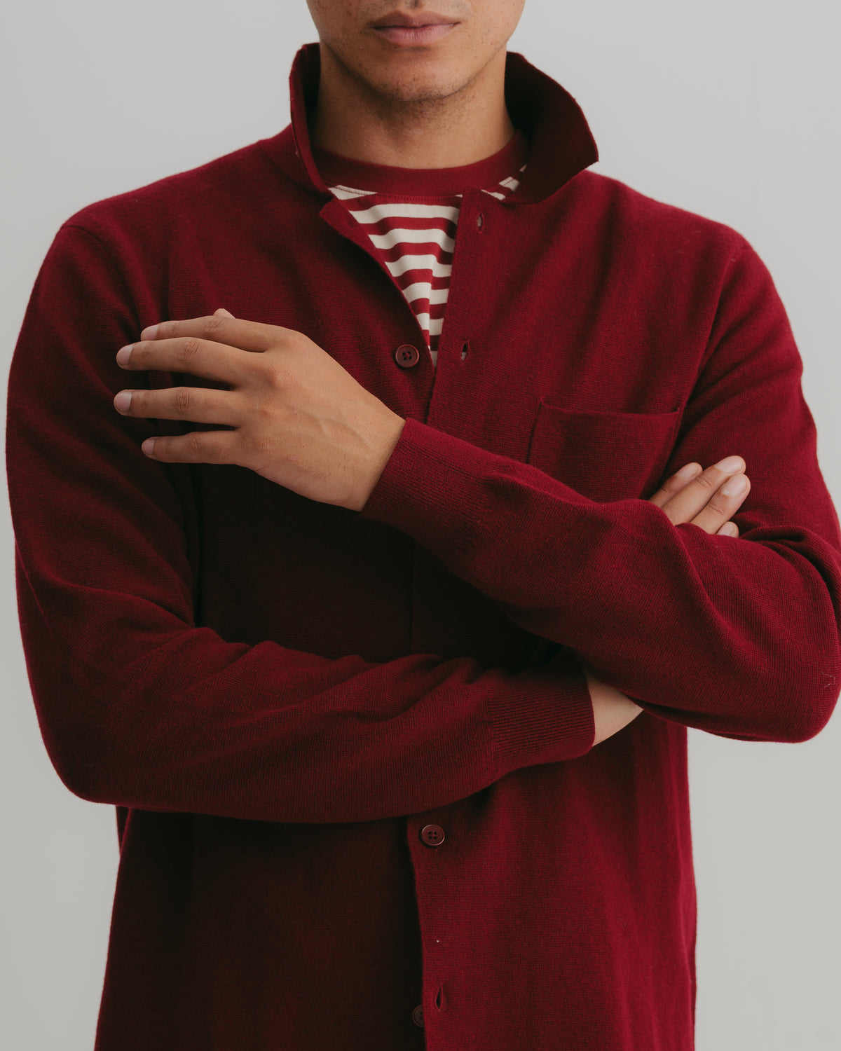 Merlot Merino Knit Polo Shirt, Long-Sleeve Polo Shirt - SIRPLUS