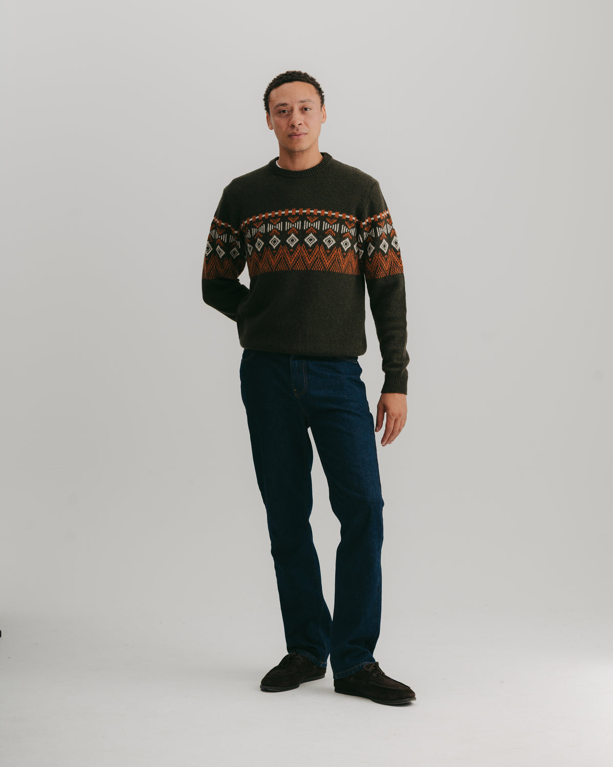 Green Icelandic Style Crew Neck Jumper, Knitwear - SIRPLUS