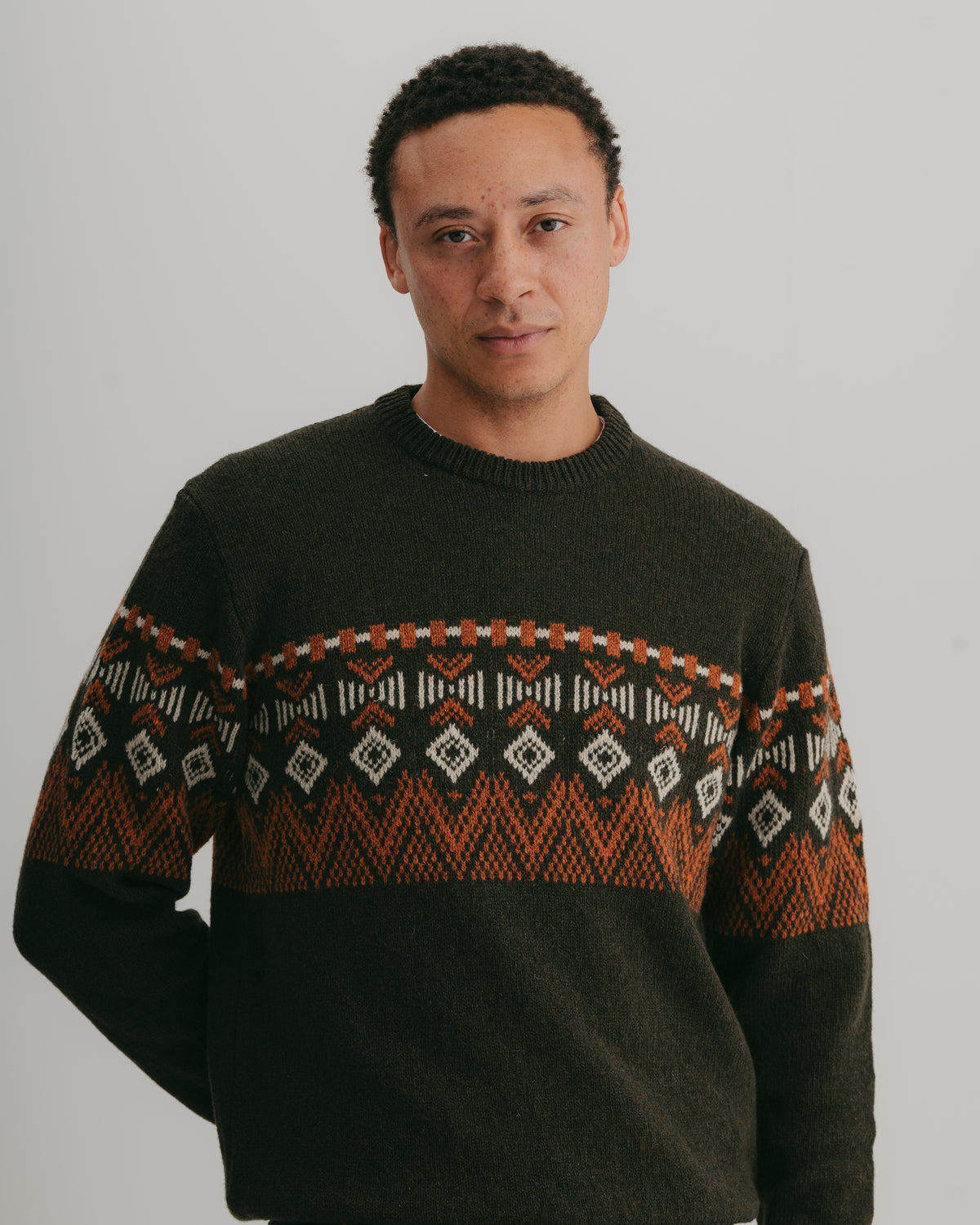 Green Icelandic Style Crew Neck Jumper, Knitwear - SIRPLUS