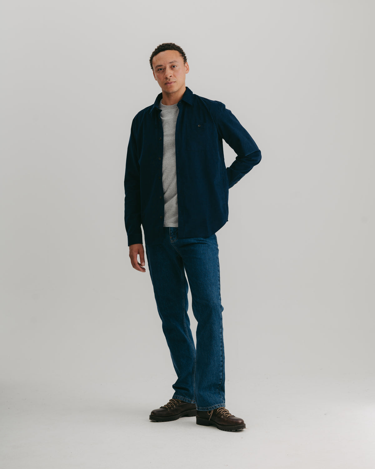 French Navy Needlecord Collared Shirt, Collar Shirt - SIRPLUS