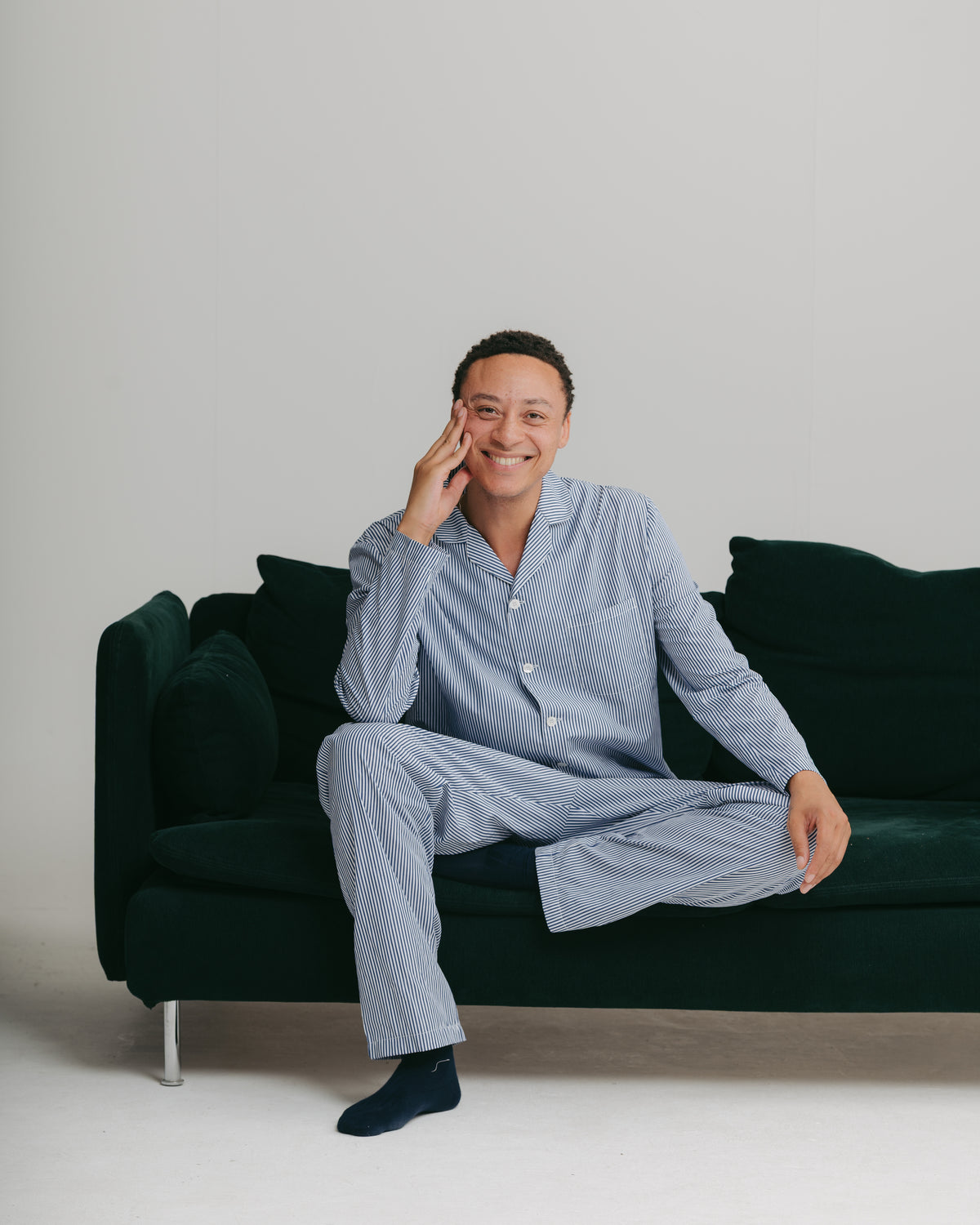 Navy Stripe Cotton Pyjamas, Pyjamas - SIRPLUS