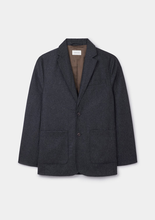 Anthracite Wool-Cashmere Flannel Blazer