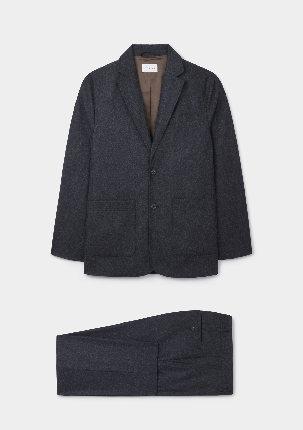 Anthracite Wool Cashmere Flannel Trousers